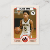 Vintage Custom Basketball Trading Card, Red Player コーリングカード (正面)