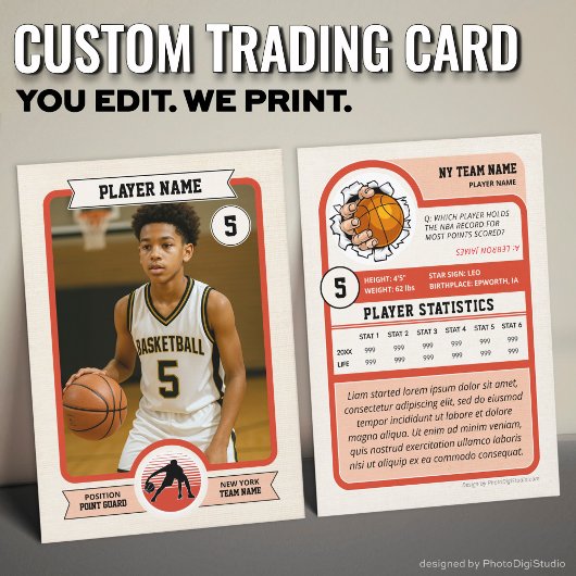 Vintage Custom Basketball Trading Card, Red Player コーリングカード