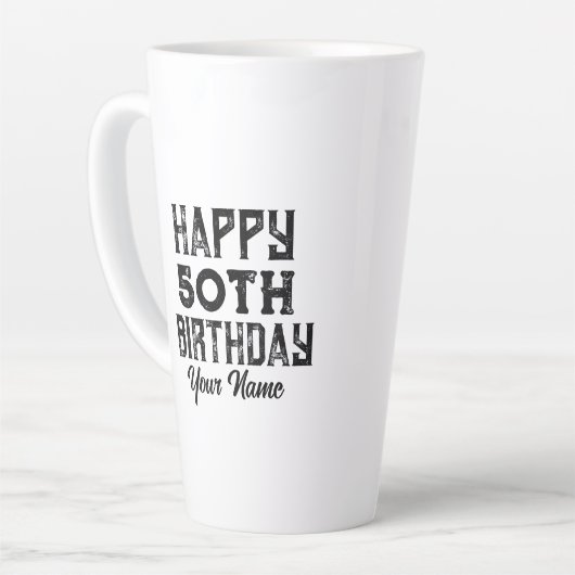 Vintage Custom Birthday Gift Mug カフェラテマグ (左アングル)