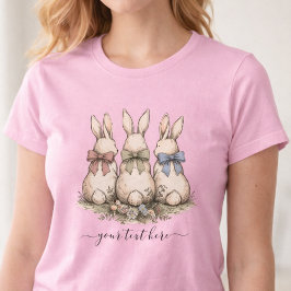 Vintage Custom Name Floral Bunny Bows  Tシャツ