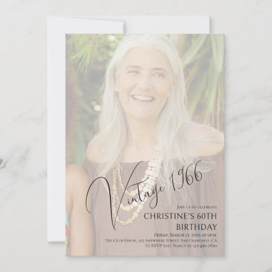 Vintage Custom Sixtieth Birthday Party Photo  招待状 (正面)