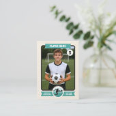 Vintage Custom Soccer Trading Card, Teal Player コーリングカード (スタンド正面)