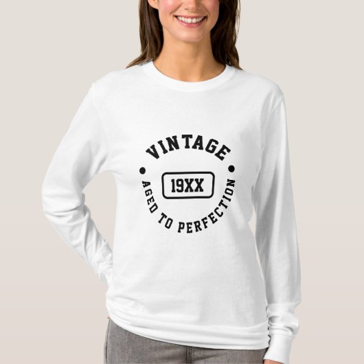Vintage Custom Year – Aged to Perfection Design Tシャツ (正面)
