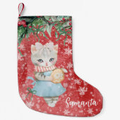 Vintage cute cat Christmas Stocking スモールクリスマスストッキング (正面)