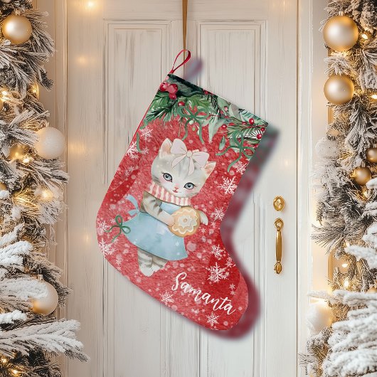 Vintage cute cat Christmas Stocking スモールクリスマスストッキング