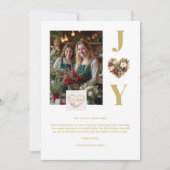 Vintage Cute Christmas Heart Floral Wreath シーズンカード (正面)