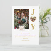 Vintage Cute Christmas Heart Floral Wreath シーズンカード (スタンド正面)