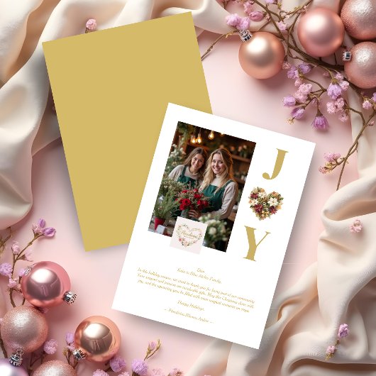 Vintage Cute Christmas Heart Floral Wreath シーズンカード