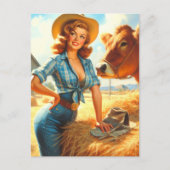 Vintage Cute Cowgirl Pin-up ポストカード (正面)