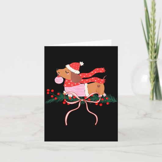 Vintage Cute Dachshund Christmas Wiener Dog Lover  カード (正面)