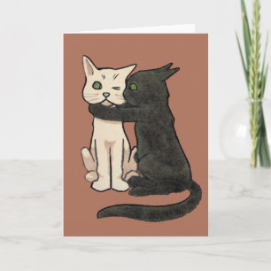 Vintage Cute Kissing Cat Art Card カード
