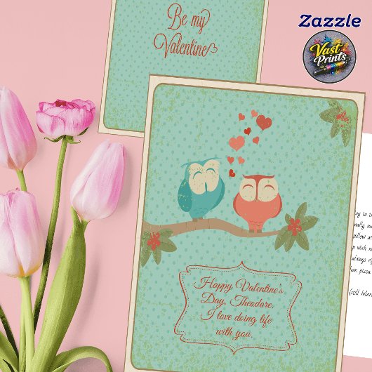 Vintage Cute Owl Funny Husband Valentine's Day カード