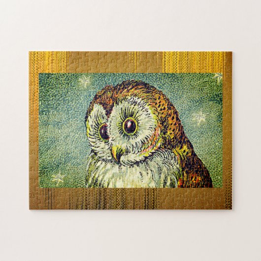 Vintage cute owl illustration ジグソーパズル (横)