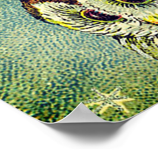 Vintage cute owl illustration ポスター (角)