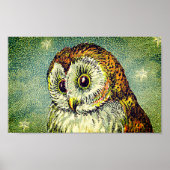 Vintage cute owl illustration ポスター (正面)