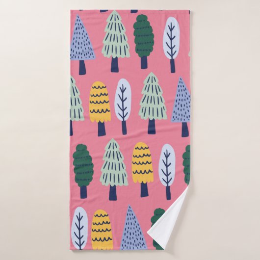vintage cute pine trees seamless pattern バスタオル (バスタオル)