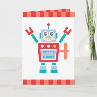 Vintage Cute Robot Toy Happy Birthday カード