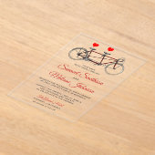 Vintage Cute Tandem Bicycle Wedding アクリル招待状 (レイダウン)