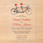 Vintage Cute Tandem Bicycle Wedding アクリル招待状 (正面)