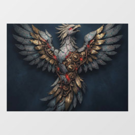 Vintage Cyber-Phoenix:Aged Gold & Neon Mythic Bird ウィンドウサイン
