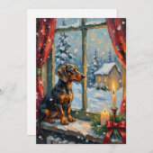 Vintage Dachshund by Cozy Christmas Window シーズンカード (正面/裏面)