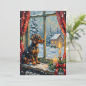 Vintage Dachshund by Cozy Christmas Window シーズンカード (スタンド正面)
