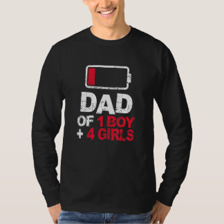 Vintage Dad   Dad Of 1 Boy & 4 Girls Battery Low F Tシャツ