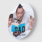 Vintage Dad Established Gift Photo ラージ壁時計 (傾斜)