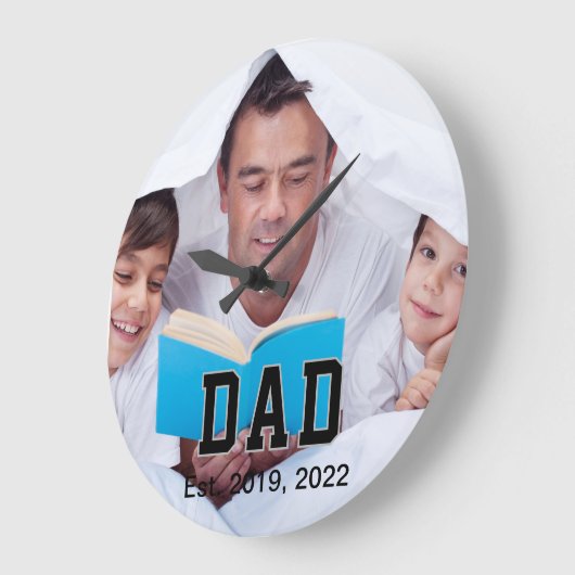 Vintage Dad Established Gift Photo ラージ壁時計 (傾斜)