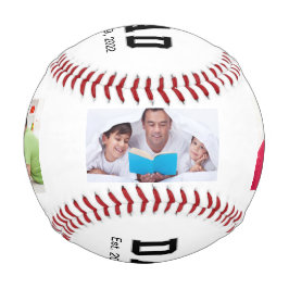 Vintage Dad Established Text 3 Photo Gift 野球ボール