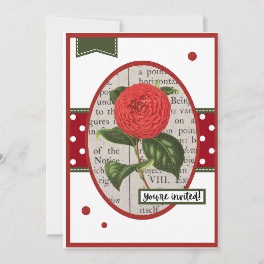 Vintage Dahlia Birthday 招待状 (正面)