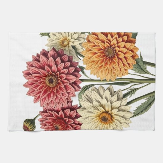 Vintage Dahlias キッチンタオル (横)