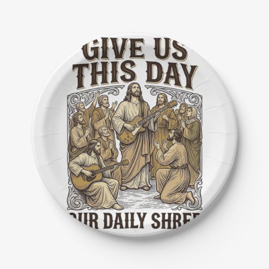 Vintage Daily Shred Religious Guitar Vector ペーパープレート (正面)