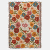 Vintage Daisy Floral Pattern スローブランケット (正面縦)