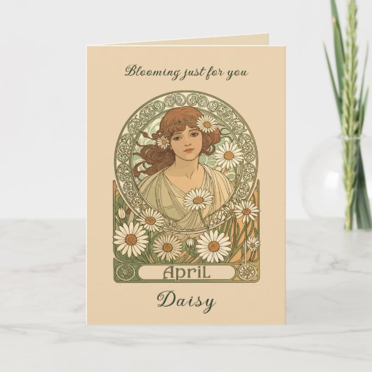 Vintage Daisy Flourish Art Nouveau カード (正面)