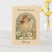 Vintage Daisy Flourish Art Nouveau カード (黄色い花)