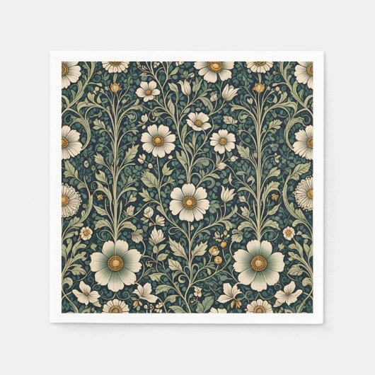 Vintage Daisy Garden Pattern スタンダードカクテルナプキン (正面)