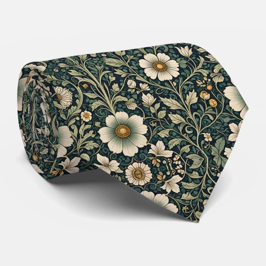 Vintage Daisy Garden Pattern ネクタイ (ロール)