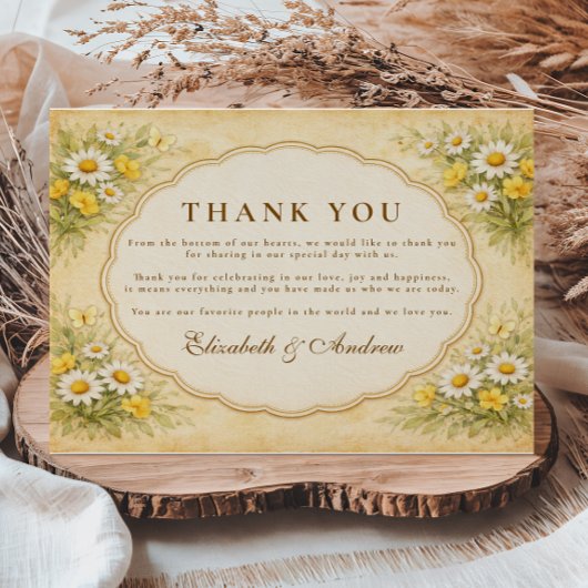 Vintage Daisy Garden Wedding サンキューカード