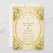 Vintage Daisy Garden Wedding 招待状 (正面)