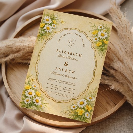 Vintage Daisy Garden Wedding 招待状