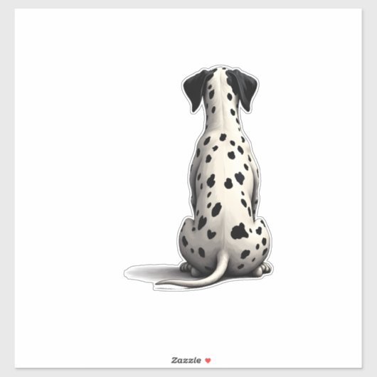 Vintage Dalmatian Dog From Behind Illustration Min シール (シート)