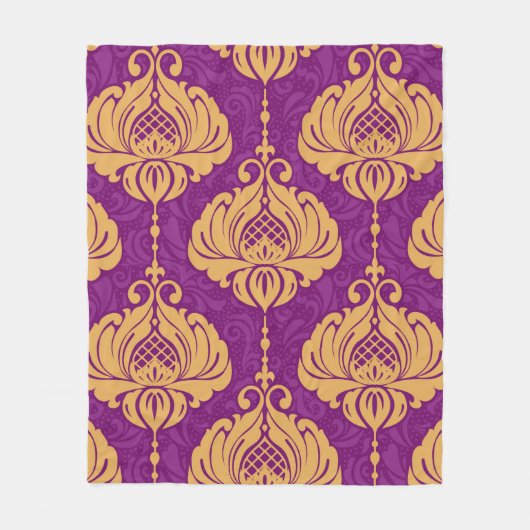 Vintage damask ornamental seamless pattern フリースブランケット (正面)