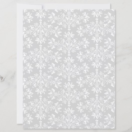 Vintage Damask Pattern in White on Light Gray (正面)