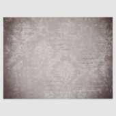 Vintage damask & script purple taupe & silver gray 薄葉紙 (正面)