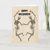 Vintage Dancing Skeleton Spooky Gothic カード (正面)