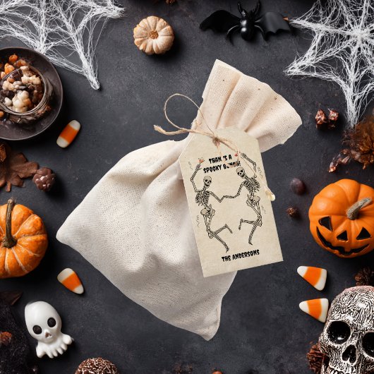 Vintage Dancing Skeleton Spooky Gothic Halloween ギフトタグ