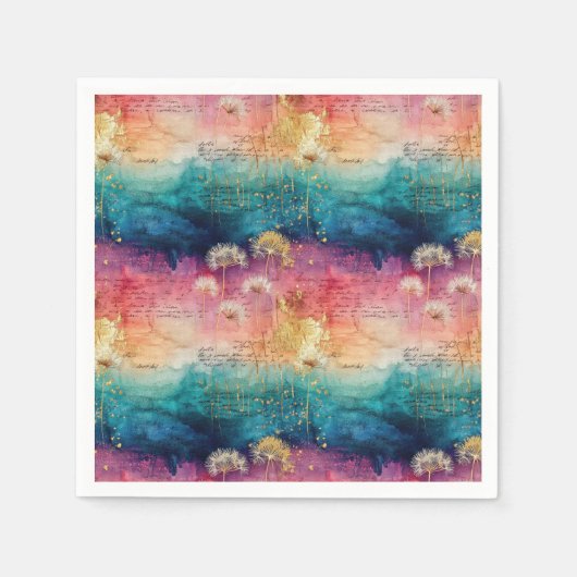 Vintage Dandelion Abstract Pattern (1) スタンダードカクテルナプキン (正面)