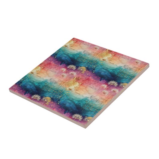 Vintage Dandelion Abstract Pattern (1) タイル (側面)