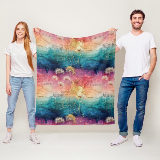 Vintage Dandelion Abstract Pattern (1) フリースブランケット (インサイチュ)